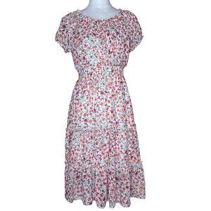 Kate and Lily Women's Floral Smocked Waist Off the Shoulder Ruffle Midi Dress 4